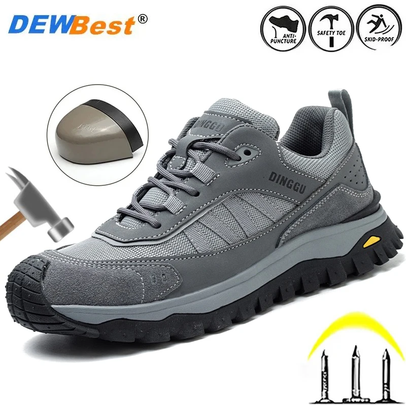 New lightweight work safety shoes men's anti-smash anti-puncture steel head with steel plate construction site factory wholesale