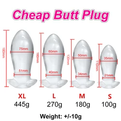 Cheap Transparent Big Butt Plug Huge Anal Sex Toys for Men Women 18 Gay Masturbation Prostate Stimulation Massager Soft Expander