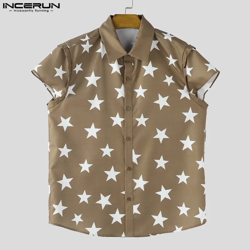 

INCERUN Men Shirt Printing Lapel Short Sleeve Button Casual Male Shirts Tops Summer Streetwear 2025 Fashion Men Clothing S-5XL