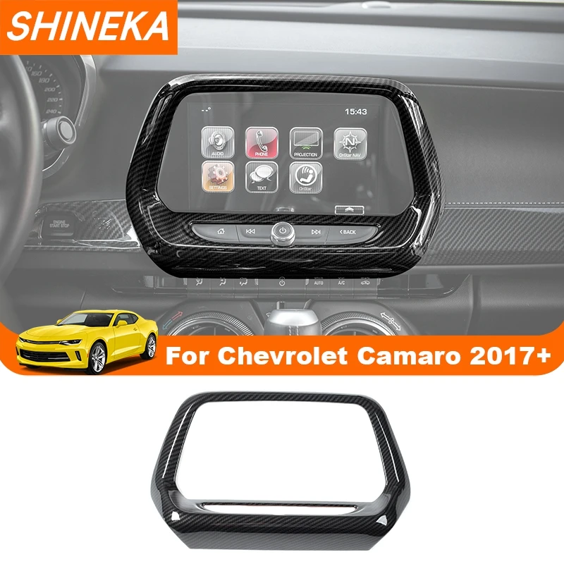 SHINEKA Car Interior Navigation GPS Panel Decoration Cover Trim Stickers for Chevrolet Camaro 2017 2018 2019 2020 2021 2022 2023