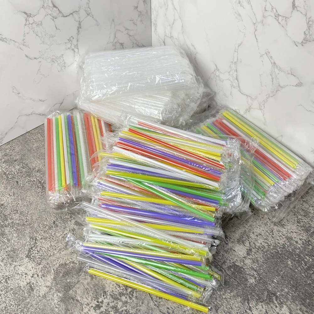 100pcs Tisztán érthető Egyéni wrapped Italozás PP straws drinks straws Félfogadás Anyagellátás Magas légnyomású levegő minőségű PP Materiális 18 Centiméter stv 6 mmes Széleskörű