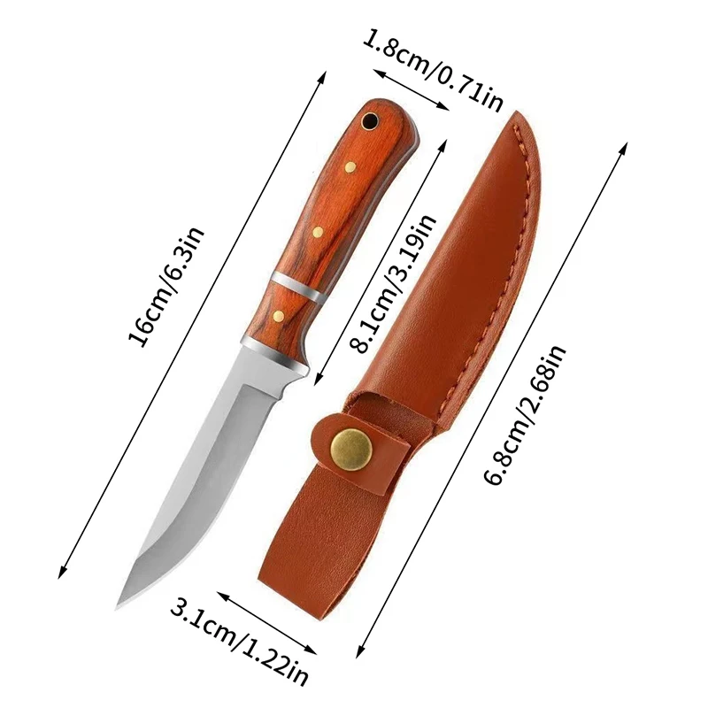 Outdoor Camping Hiking Hunting Knives Portable Multifunctional Stainless Steel Fruit Knife Meat Cleaver Knife With Sheath