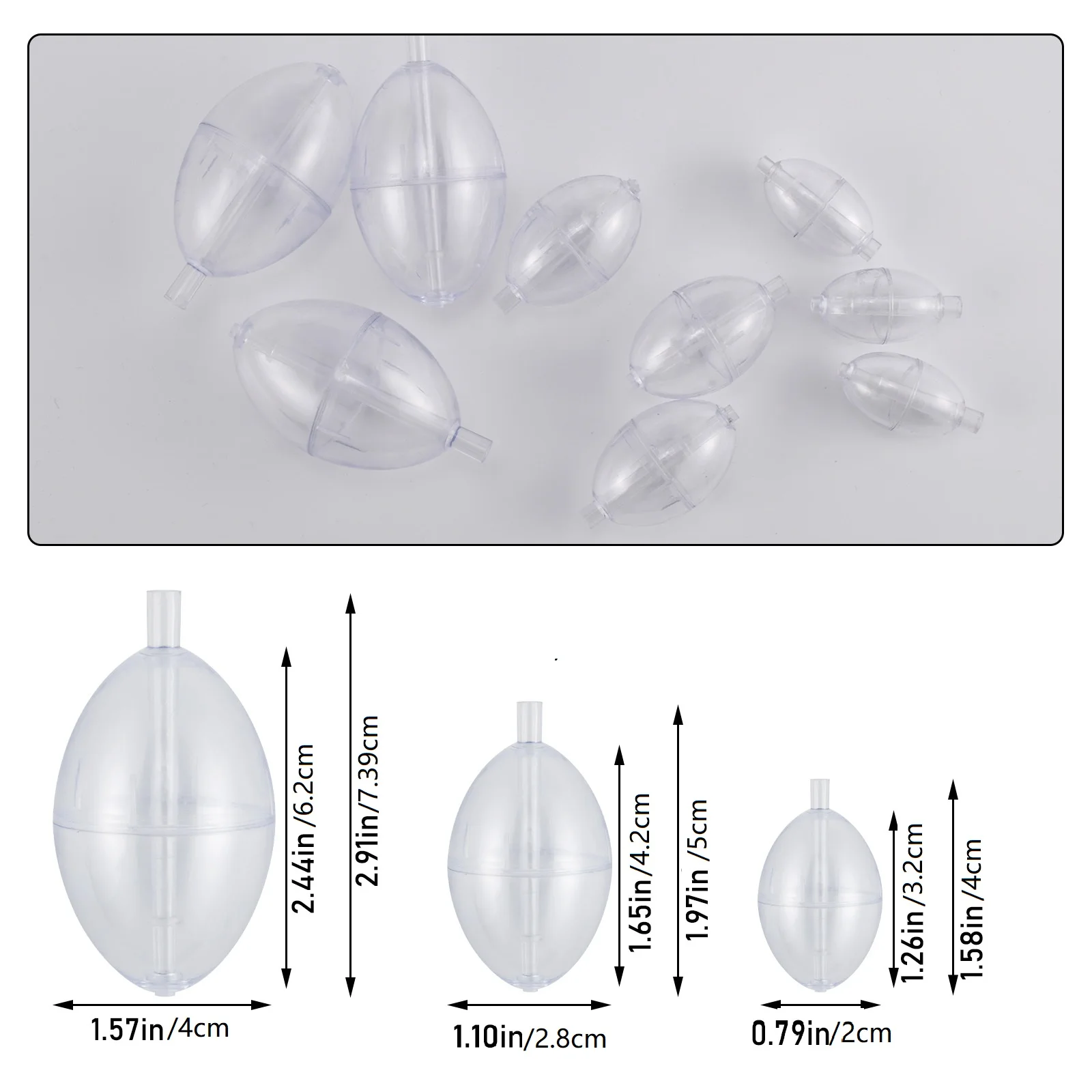 5pcs Fishing Clear Float Buoy Slip Bobber Strike Indicator PVC Plastic Oval Float Slip Cast Spin Surface Bubble Float Transparen