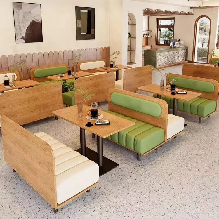 

A Commercial furniture set Solid wood frame decoration Leather sofa Restaurant booth seat