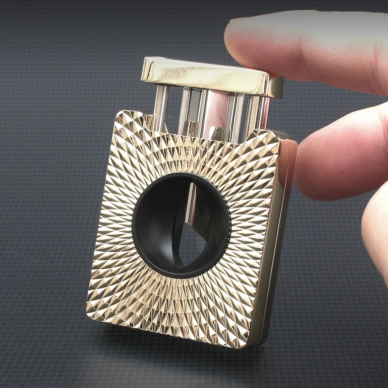 Sigarenschaaraccessoires Metaal V-vormige schaar Draagbaar Scherp Druk op één klik Driedimensionale snijtechnologie