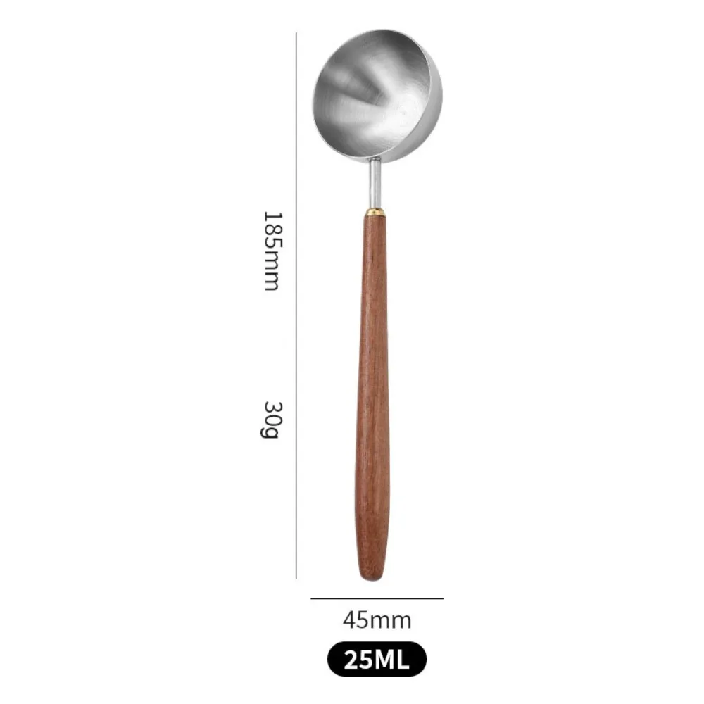 304 Stainless Steel Measuring Spoons Household Exclusive Food Grade Flour Spoon Durable Walnut Wood Handle Coffee Spoon