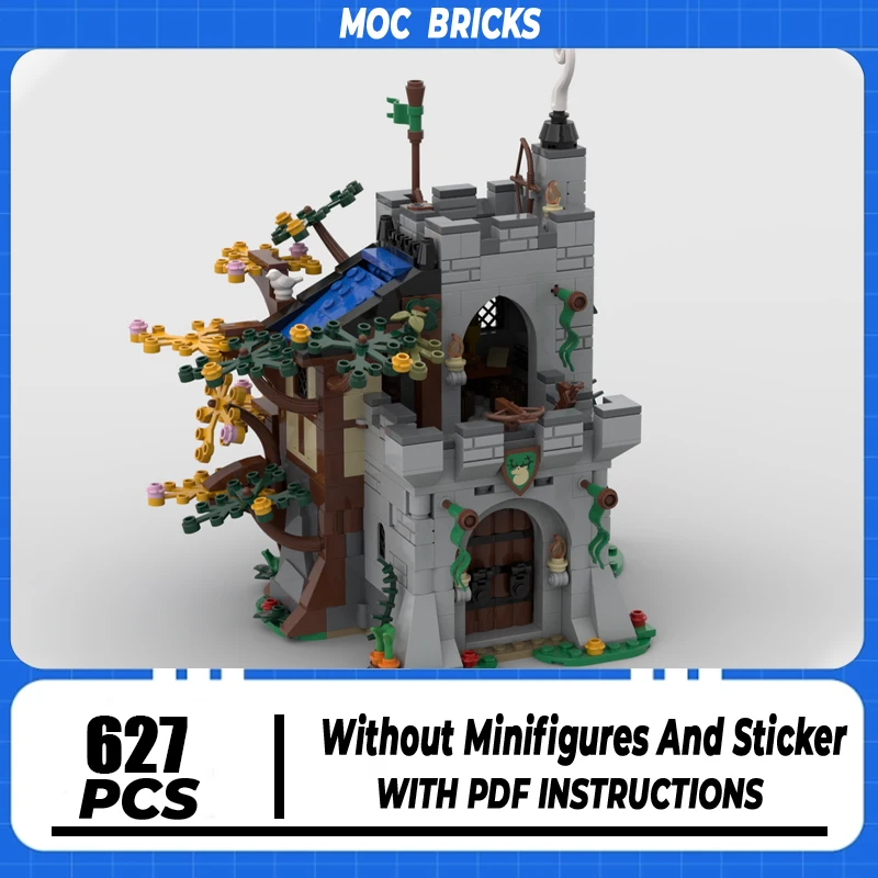 Mittelalterliche Burg Modell Moc Bausteine Forestmen Outpost Serie Technologie Modulare Blöcke Geschenk Weihnachten Spielzeug DIY Sets