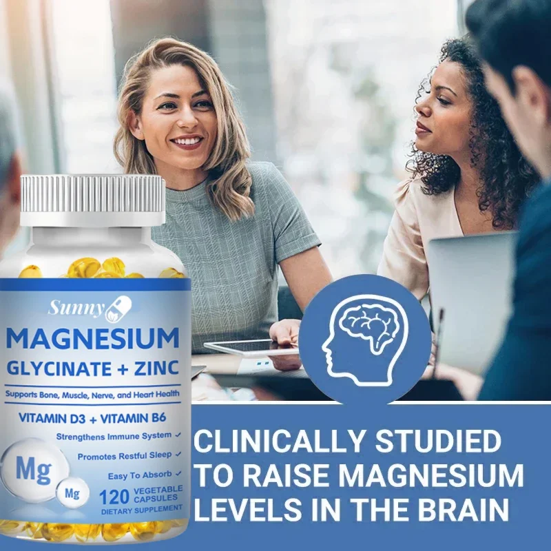 Maximum Absorption with Magnesium Glycinate, Zinc, Vitamins D3 & B6 Supplement - for Healthy Sleep, Nerve and Bone Health