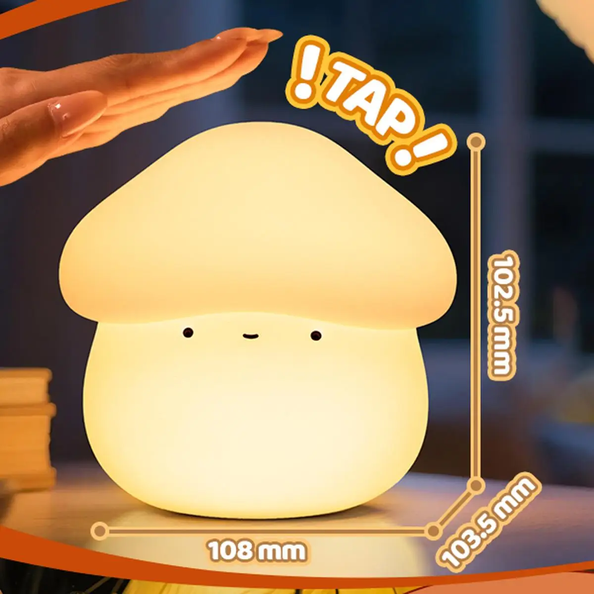 Mushroom Night Light Timer Warm White Silicone Touch Control Dimmable Led Usb Rechargeable Cordless Lamp Baby Sleeping Room Desk
