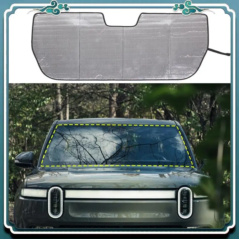 

Premium Sun Shade Front Windshield Sun Shade Sun Visor Protector Blocks UV Rays Foldable Interior Accessories For Rivian R1T 202