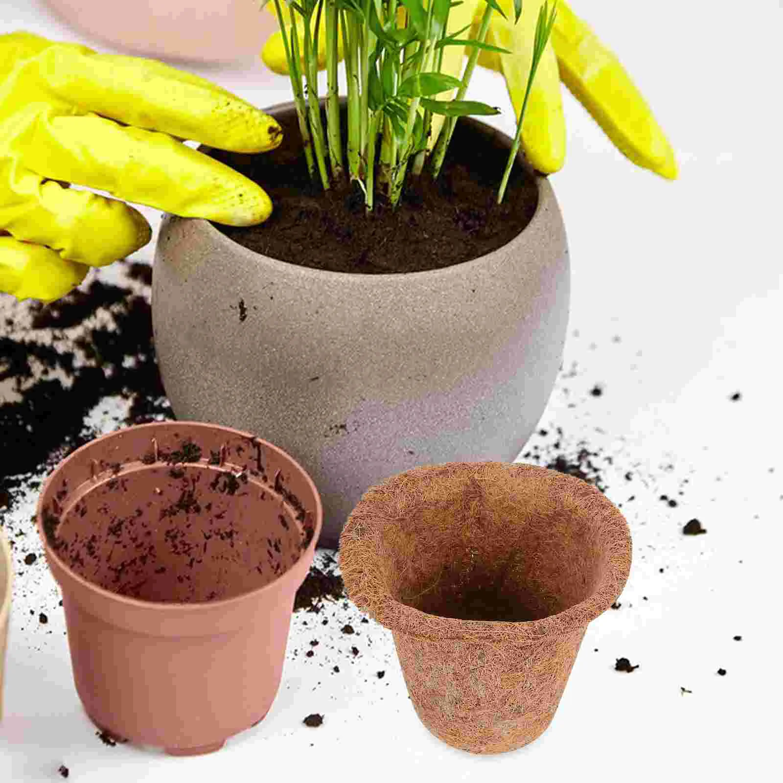 

4 Pcs Coconut Palm Seedling Cup Plant Pots Fiber Nursery Grow Vegetable Seeds Coconuts Breathable Flower Outdoor Hydroponics