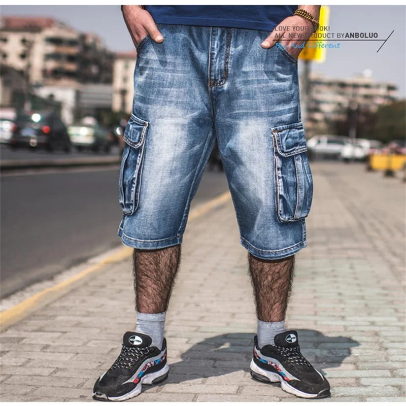 

Holyrising Summer Jeans Men Distressed Jean Pockets Streetwear Zipper Man Calf Length Blue Denim Trousers Cotton Plus Szie 30-46