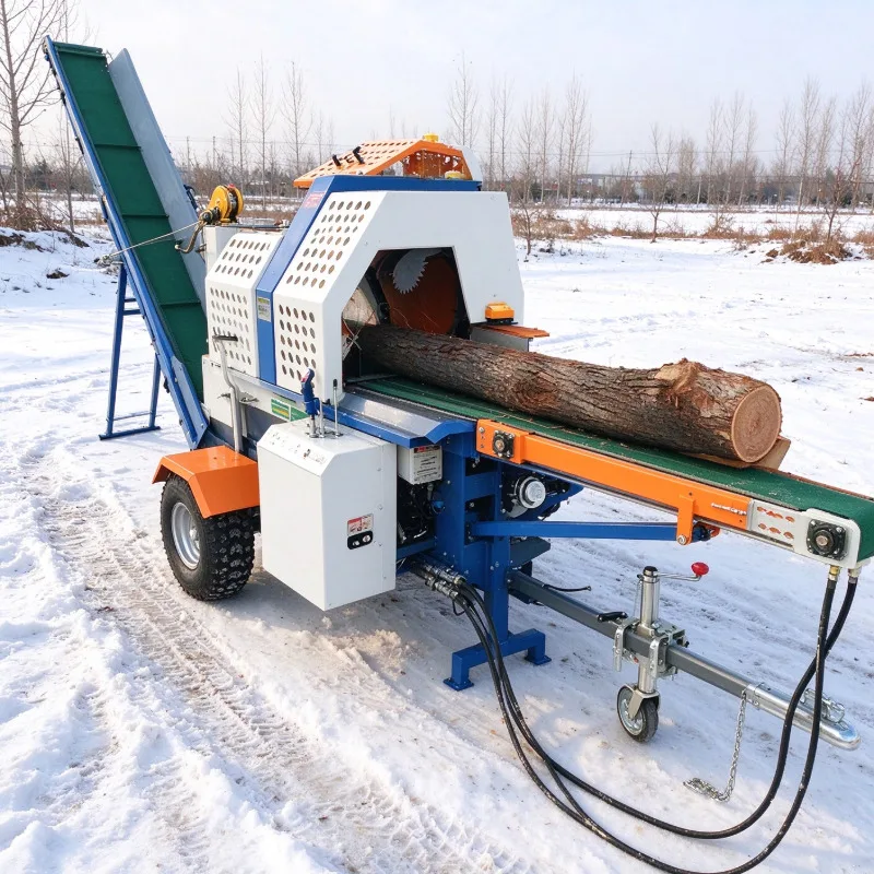 30 Ton Kinetic Wood Splitter, Trailer Mounted Hydraulic Firewood Splitting Machine with Log Lift for Hardwood Logs