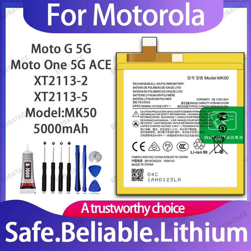 100% New MK50 Battery For Motorola Moto G 5G/Moto One 5G ACE Large capacity Batteries+Free Tools