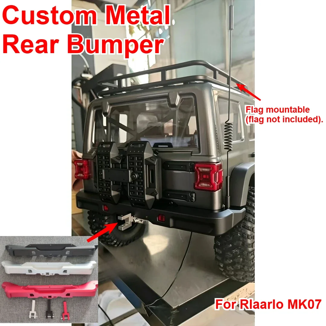 1/7 RC Vehicle Metal Rear Bumper For Rlaarlo MK07 Custom Model Number Decorative Styling Parts Decor Upgrade Accessories