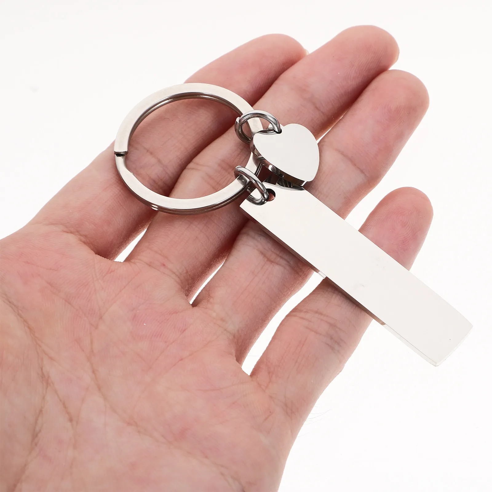 5Pcs Stainless Steel Blank Keychains Unfinished Rectangle Keychain Blanks DIY Lettering Key Holders Smooth Edges Wear Resistant