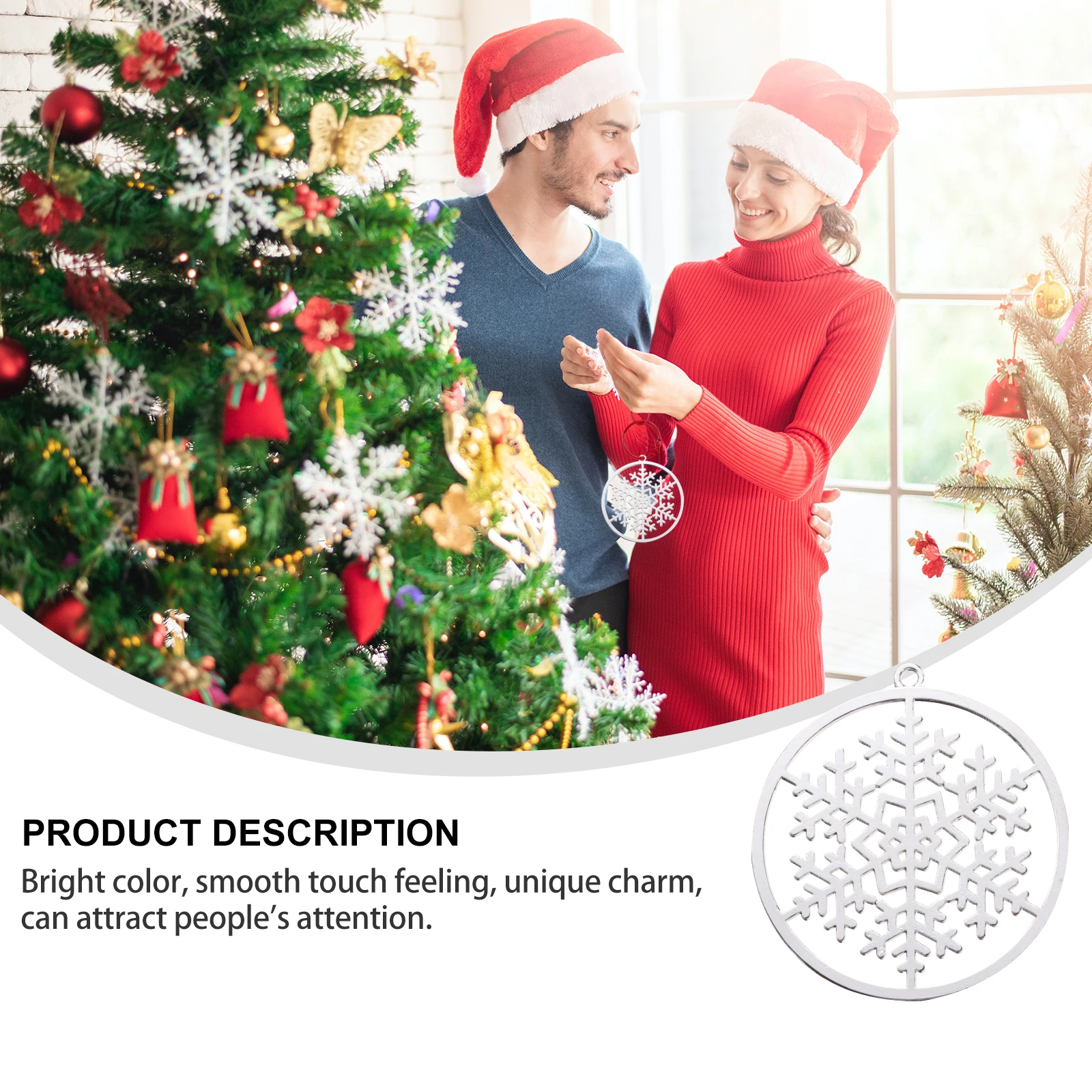 50 Pcs Decorations Snowflake Keychain Wrist Charm Necklace Pendant Jewelry Silver