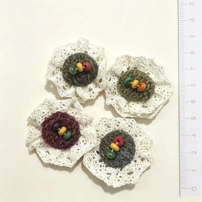 New Korean-style DIY Checkered Lace Brooch - Cute Cartoon Decorative Accessory Pin