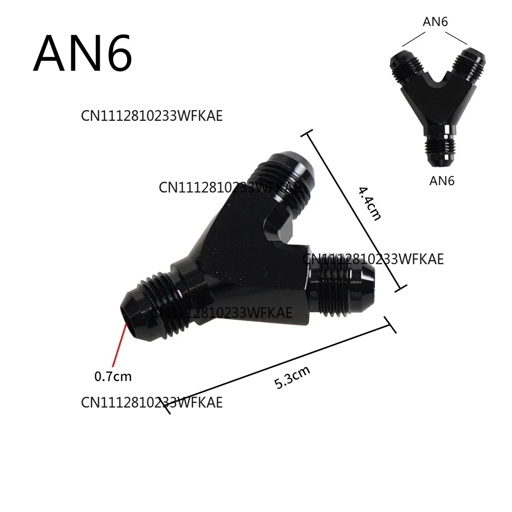 2pcs  AN4 AN6 AN8 AN10 Universal Y Adapter Block Male Thread Fuel Hose Fitting Adapters Tee Oil Pipe Joint Aluminium Black