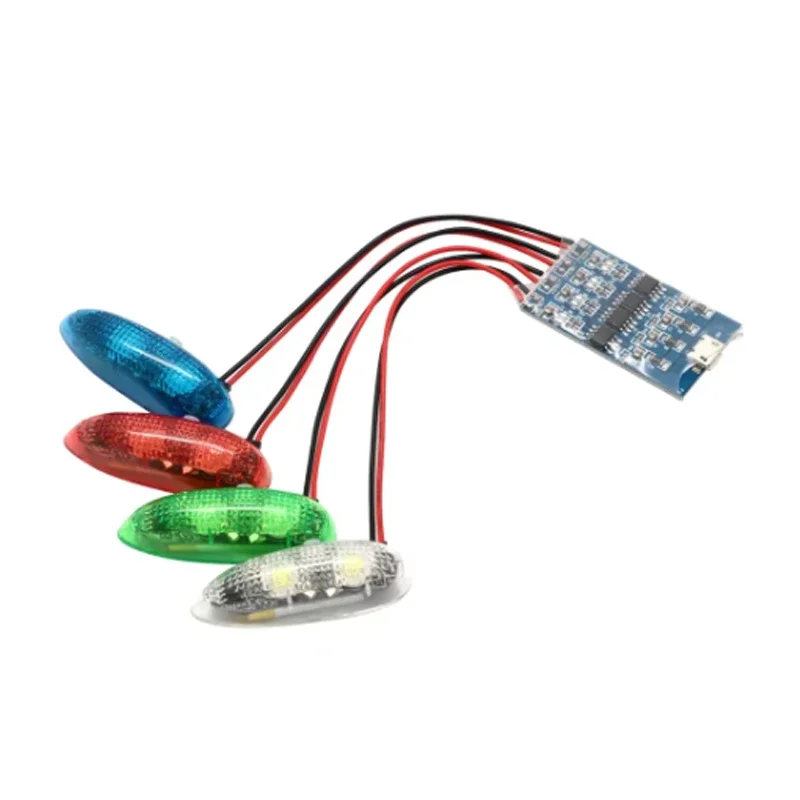 ZMR Drahtloses Navigationslicht, 4 Modi, LED-Leuchten, 1S, wiederaufladbar, für RC-Flugzeug, Hobby, Flugzeug, Drohne, Auto, Boot, Spielzeugteil
