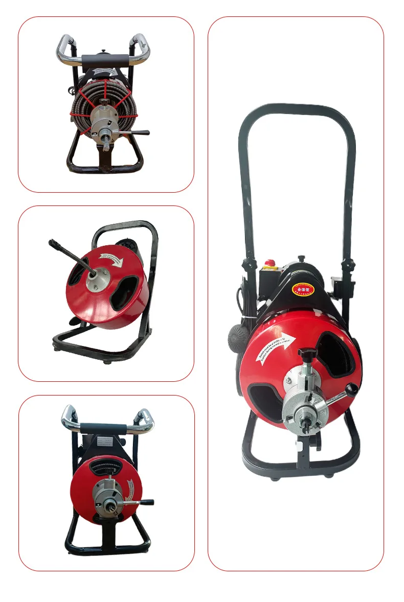 Sewer Machine Open Style Cable Case Drain Auger Pipe Electric Drain Auger Drain Cleaner Machine Heavy  Plumbing Equipment