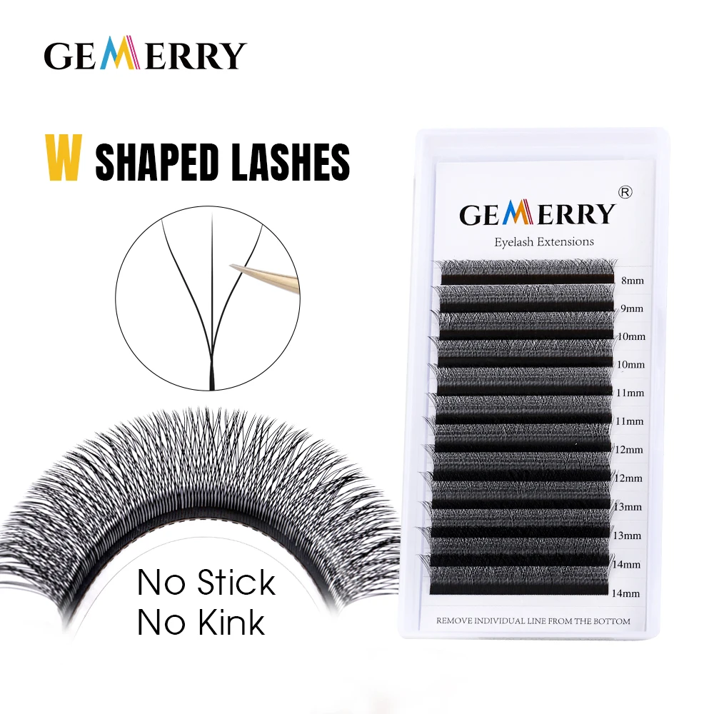 10pcs 3D W Shape Lashes Eyelash Extensions Wholesale Gemerry Premade Volume Fan Makeup Tool Natural Faux Mink Individual Eyelash