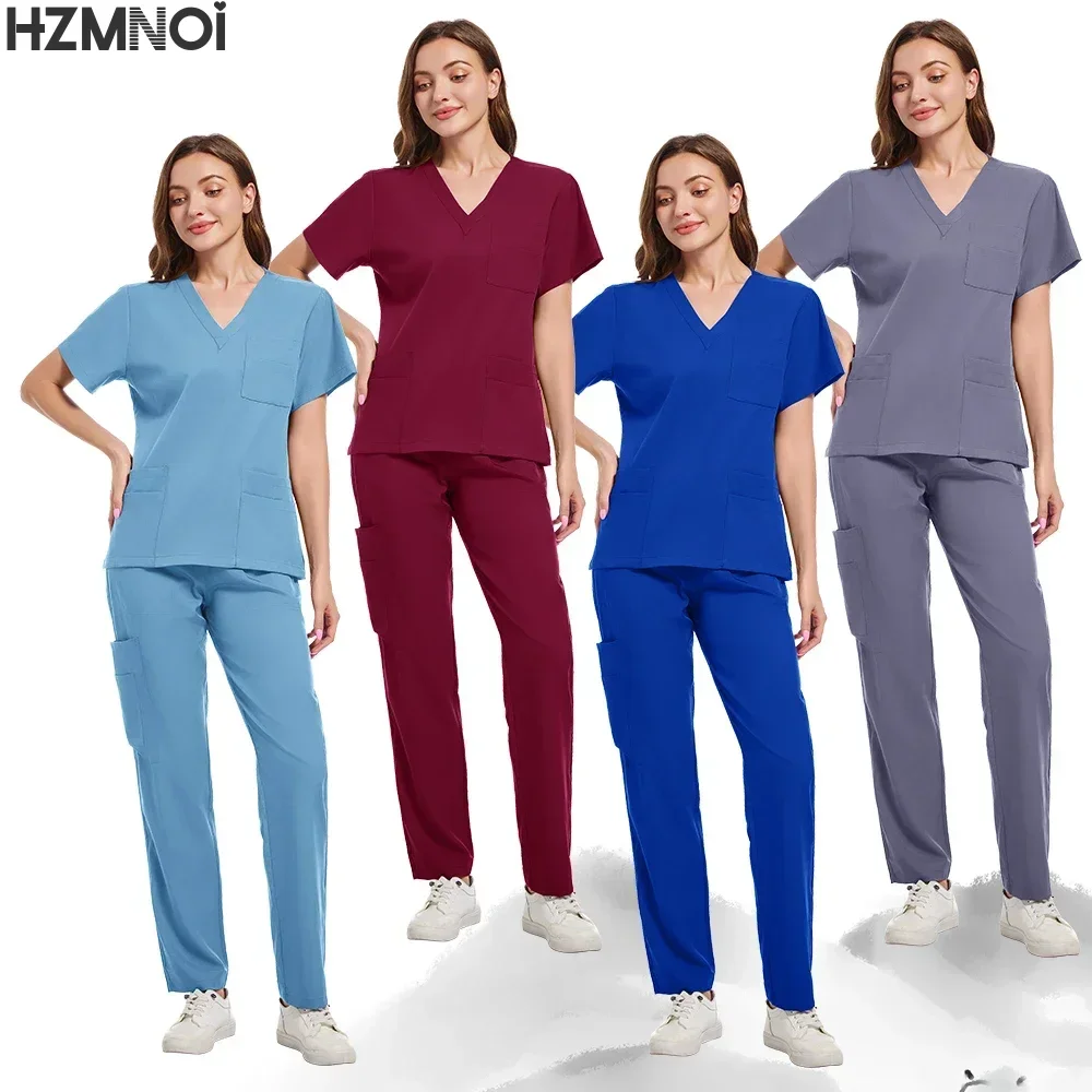 Venda quente enfermeira esfrega conjunto feminino anti rugas lavável macio uniforme hospitalar esfrega médica feminino esfrega conjuntos acessórios médicos