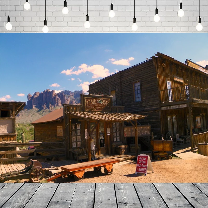 

Старый западный ковбойский город фон для фотосъемки дикий западный стиль бар вагон карета фон домашняя вечеринка фон настенный баннер Декор