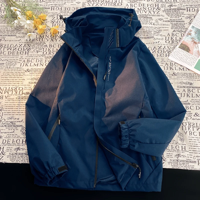 2024 Frühling und Herbst Jacken Freizeit Outdoor Wandern Angeln wind dicht und wasserdicht abnehmbare Hut Mantel Paar Wind jacke