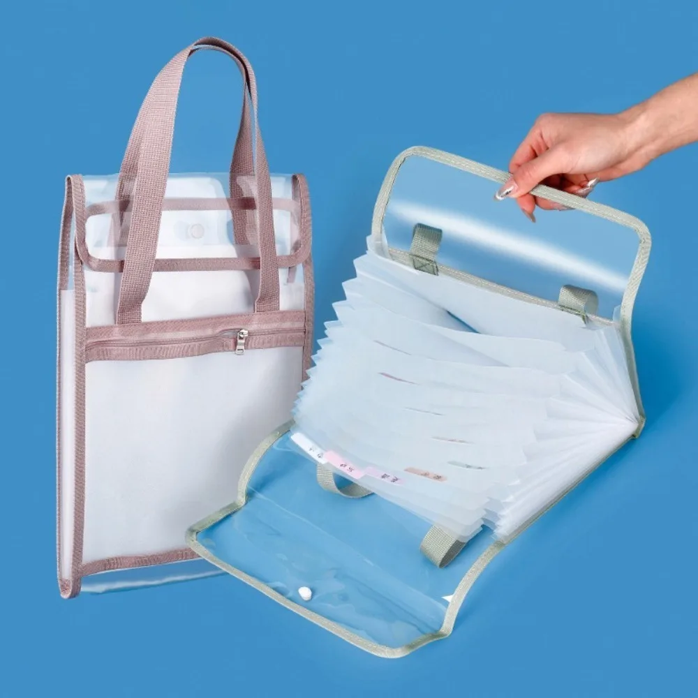 Portable 13 Pocket File Folders Multi-Layer Document Storage A4 Expanding Organ Bag Thickening Large Capacity Paper Organizer