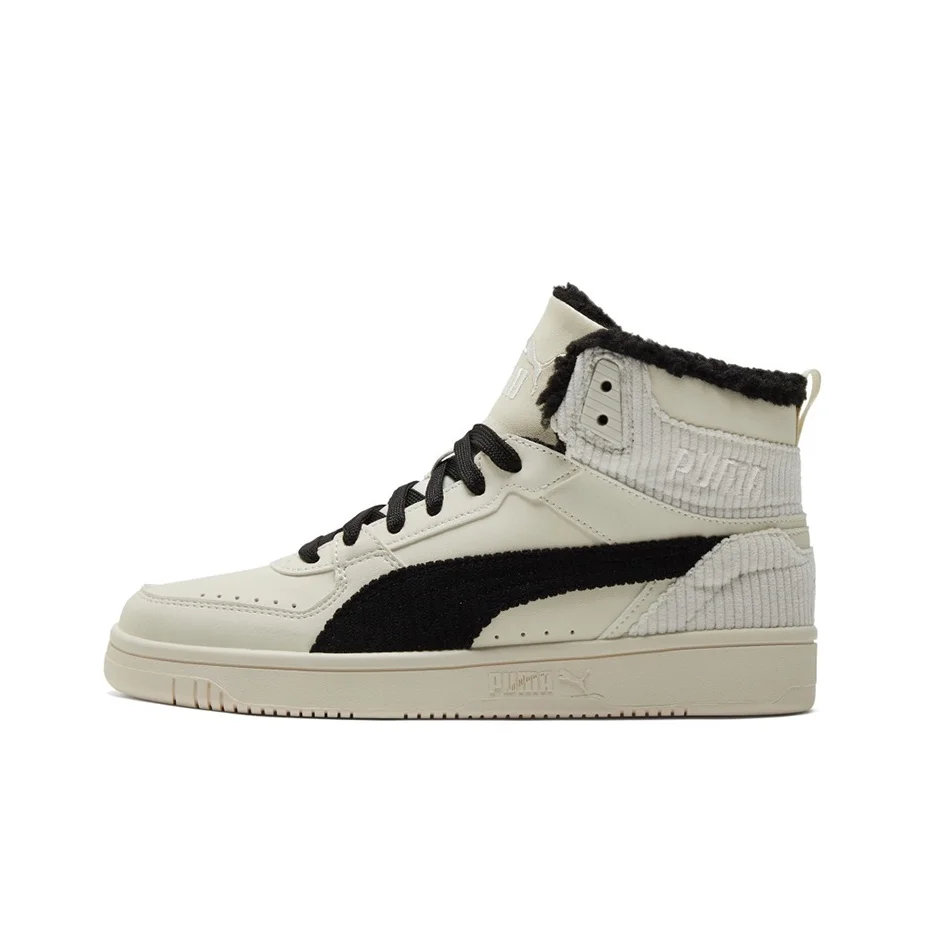 PUMA Rebound Joy Fur Corduroy Thermal Cushioning Abrasion Resistant Lightweight Breathable High top Skateboard Shoes 385254-01