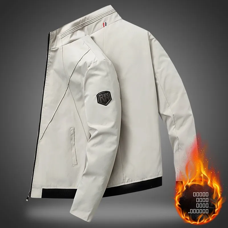 

Men's Stand Collar Jaet Fce Lined Casual Thi Long Sve Warm Outerwear Busin Casual Youth Faion Autumn Winter Ne...