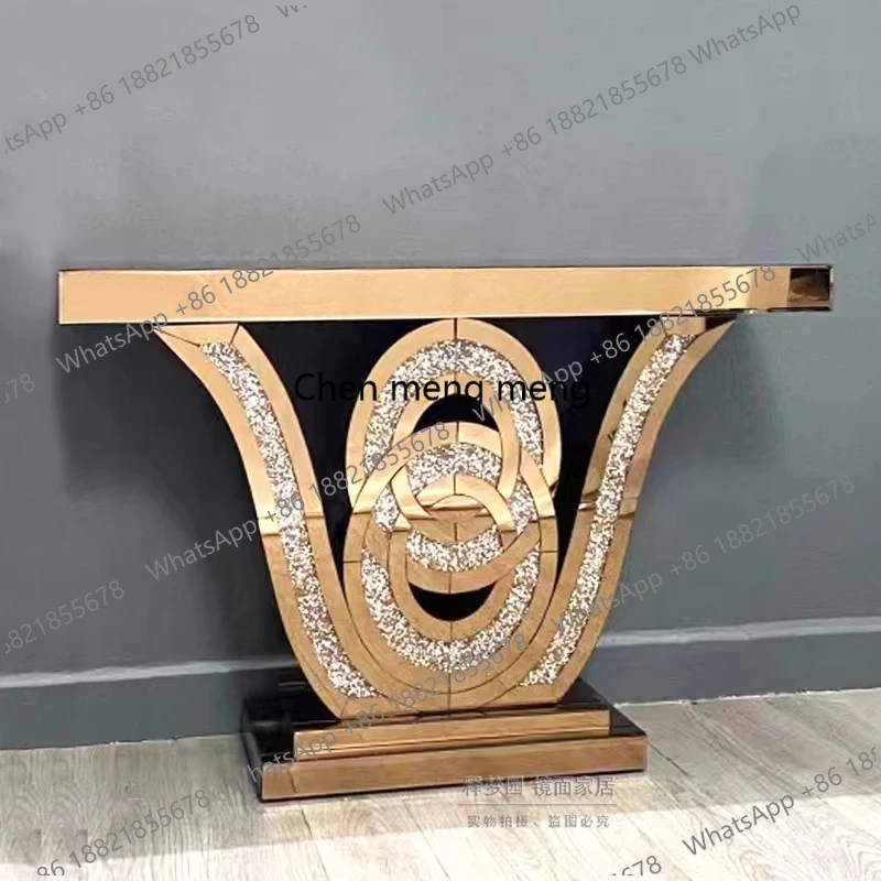 

Entrance table, end view, European-style entrance, light luxury living room, wall-to-wall table, corridor, mirror entrance table