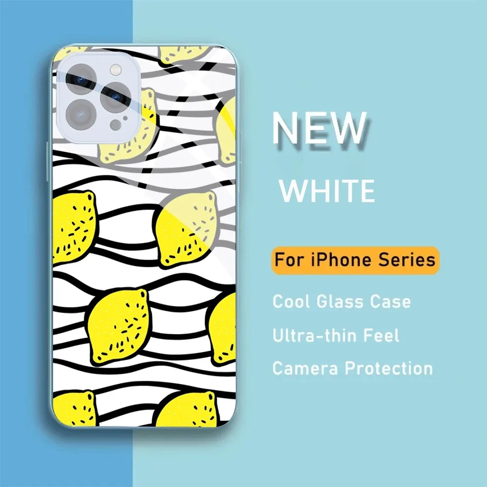 Fruit Lemon Phone Case For IPhone 15 14 13 12 Mini 11 Pro Max X XS XR 6 7 8 SE Plus Glass Hard Cover