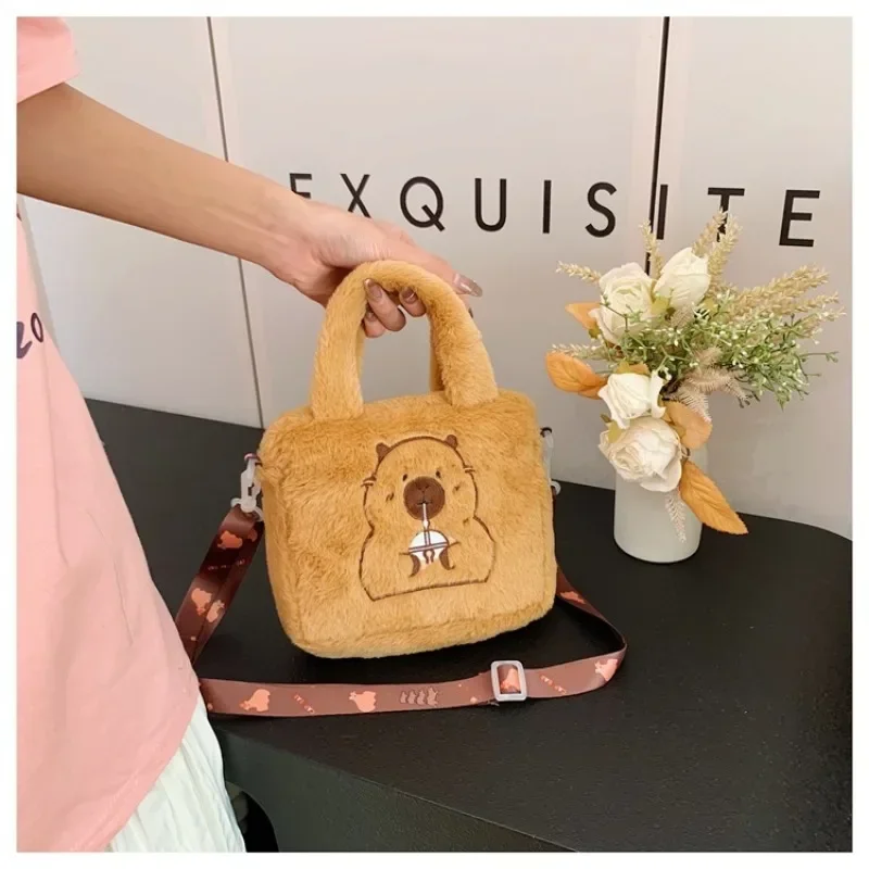 

New Design Sweet Children Girls Bag Brown Plush Bear Square Cartoon Kids Satchels Handbags Cute Stuffed Backpack