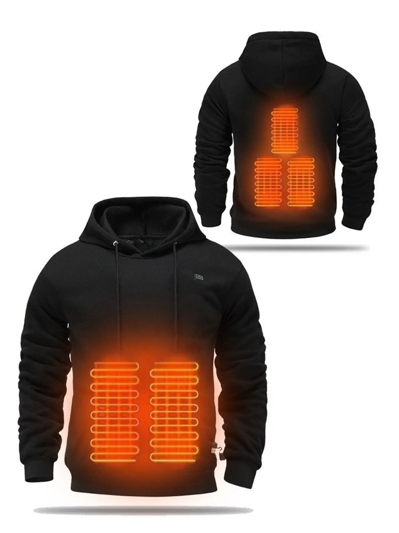 Men USB Heating Hoodies Men Vintage Gothic Heated Jacket Long Sleeve Streetwear Loose Coats Harajuku Sweatshirts