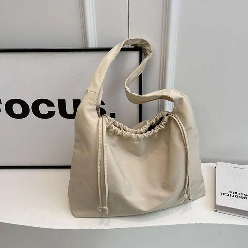 Bolso de cubo con cordón de gran capacidad para mujer, bolso de mano de estilo coreano, bolso cruzado de lona, bolso escolar