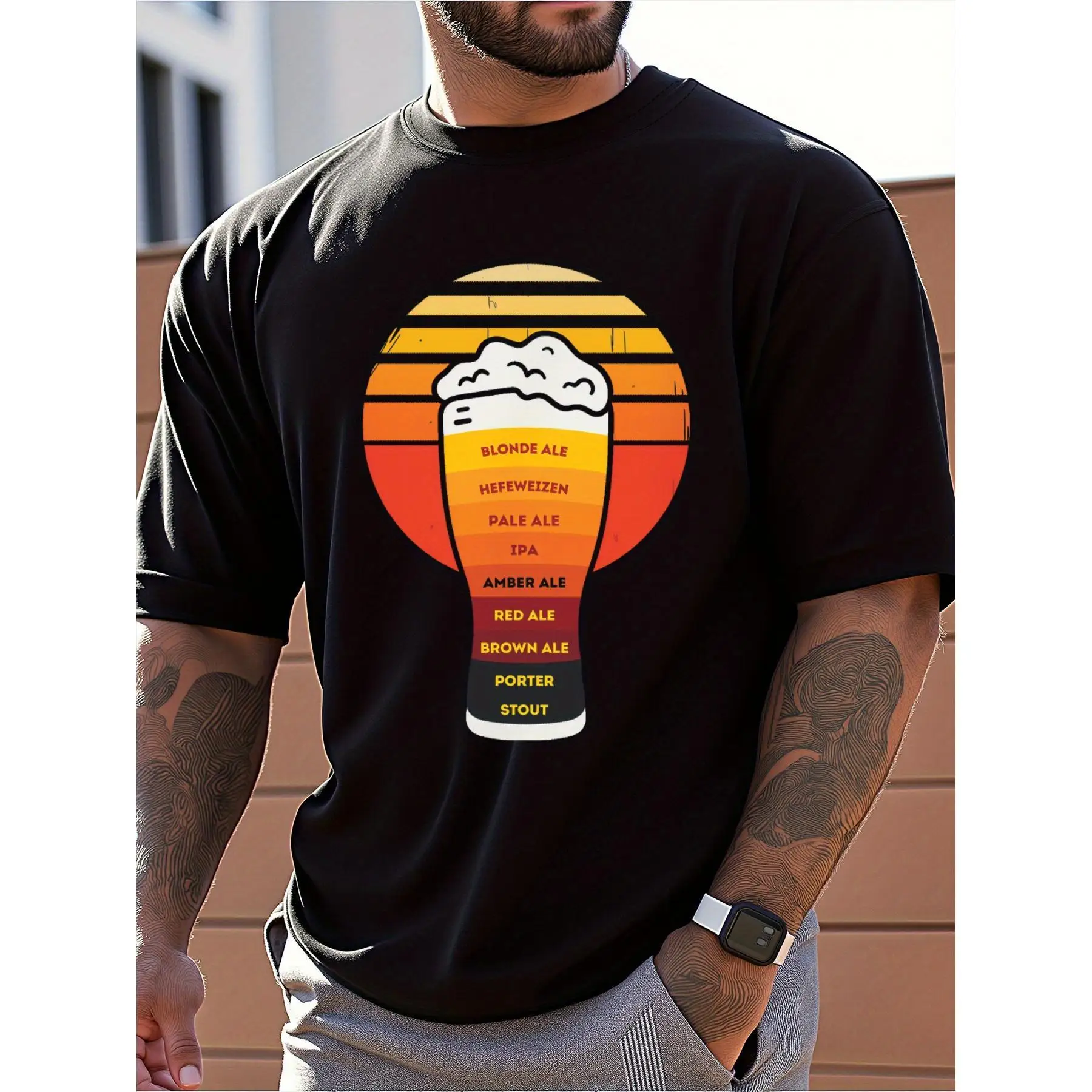 

Types of Beer T-shirt, Vintage Sunset Graphic Tee, Men Women Unisex Beer Lover Gift, Craft Beer Drinker Top, Bar Pub Apparel