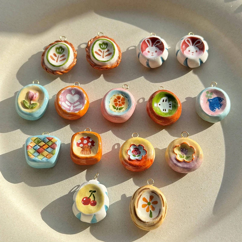 

10pcs/lot DIY Mix Jewelry Accessories Stainless Steel Fruit Painting Charms Phone Shell Pendantendant