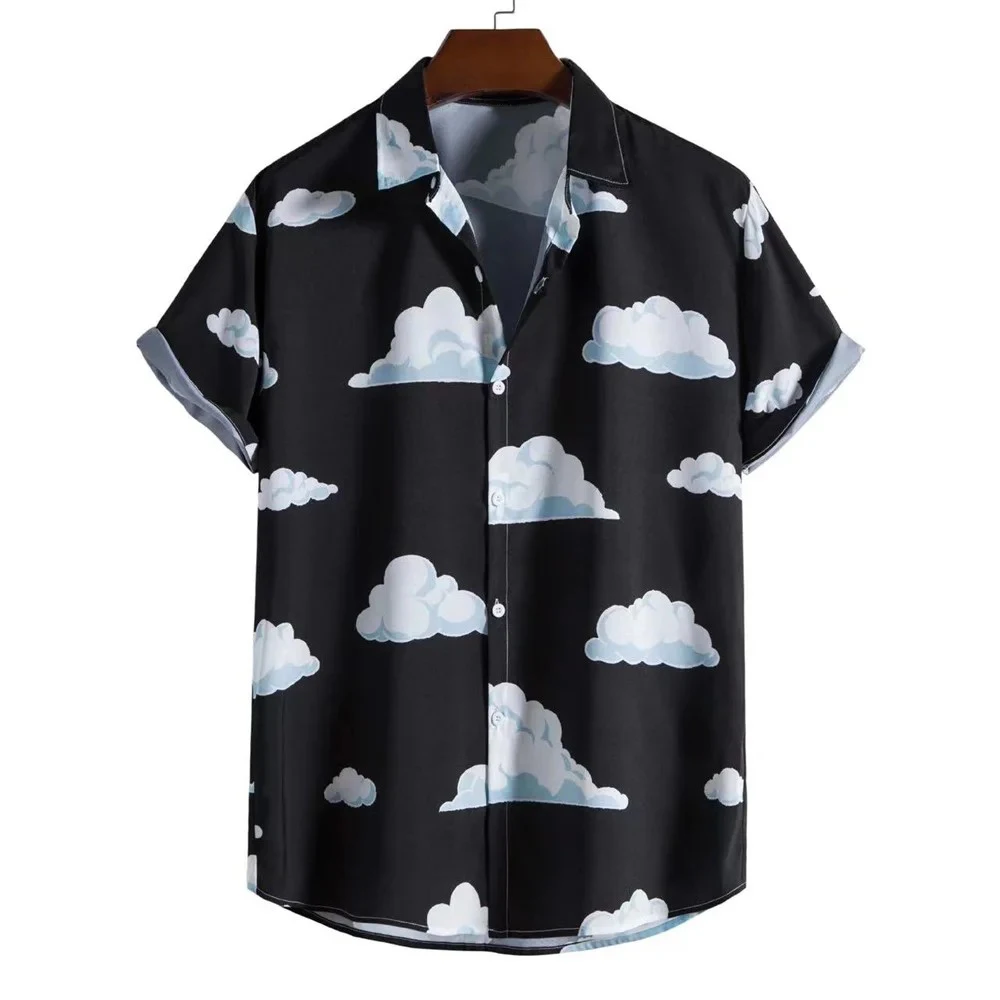 

Summer Cloud 3D Print Hawaiian Shirts Men Women Casual Fashion Streetwear Short Sleeve Beach Shirt Male Tops Blouse Man Clothing