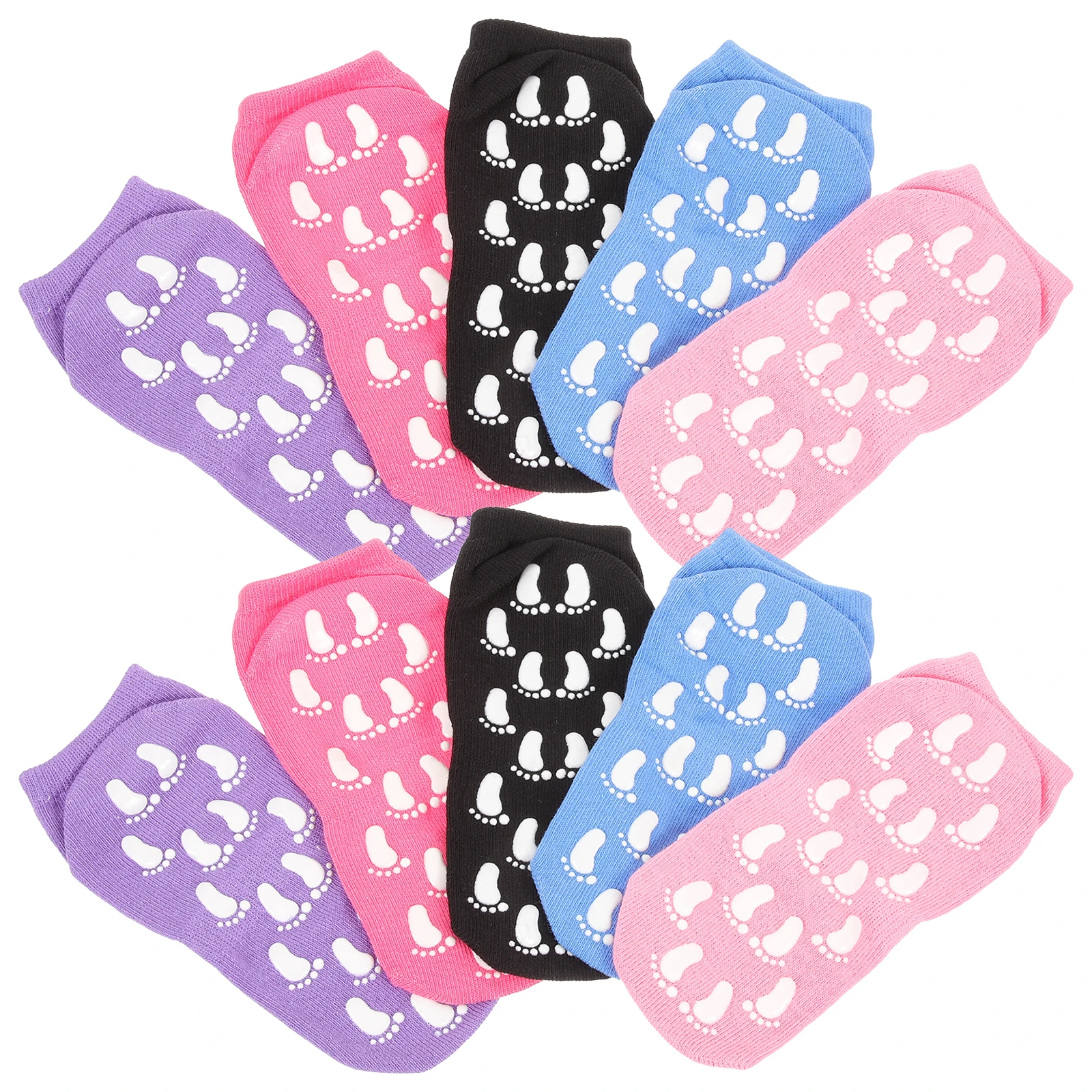 

5 Pairs slip Women Yoga Non Skid Dots Black Purple Blue Pink Non Slip Socks Womens Thermal Socks Trampoline