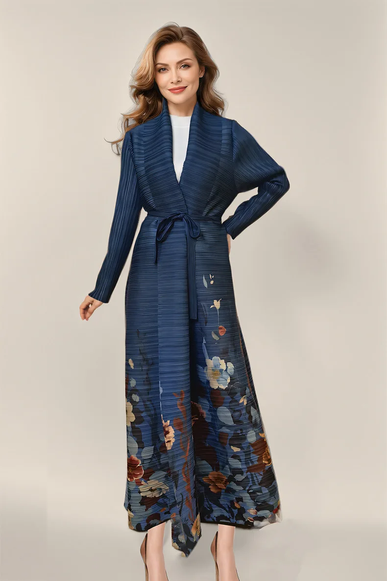 

Muselin Robe Windbreaker Women's 2025 Spring and Autumn New Style High End Retro Printed Loose Tie Muslim Elegant Cardigan Coat