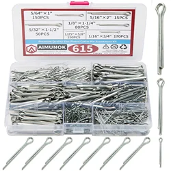 615PCS Cotter Pin 6 Sizes Clip Key Fastner Fitting Assortment Kit for Automotive, Mechanics, Car Garage, Power Equipment, Cars