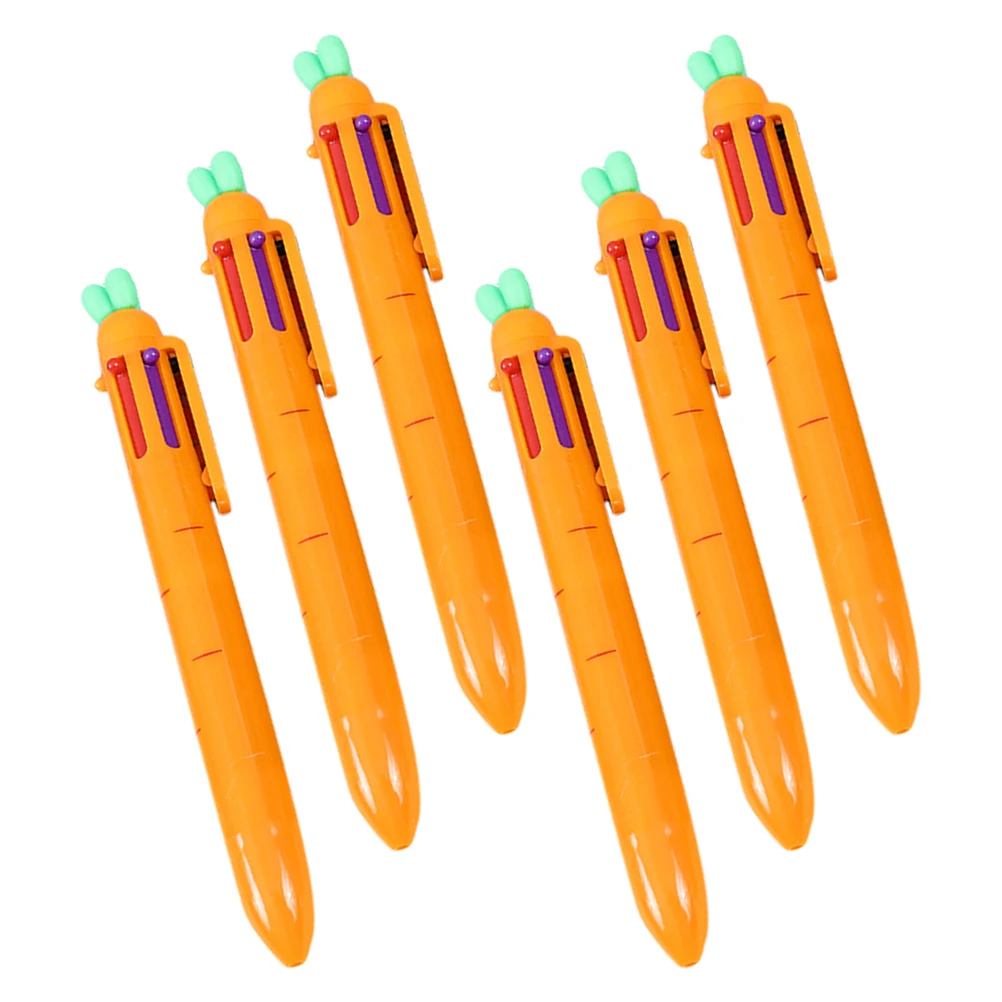 

6 Pcs Carrot Ballpoint Pen Back to School Supplies Pens Assorted Colors Erasable College Party Favors