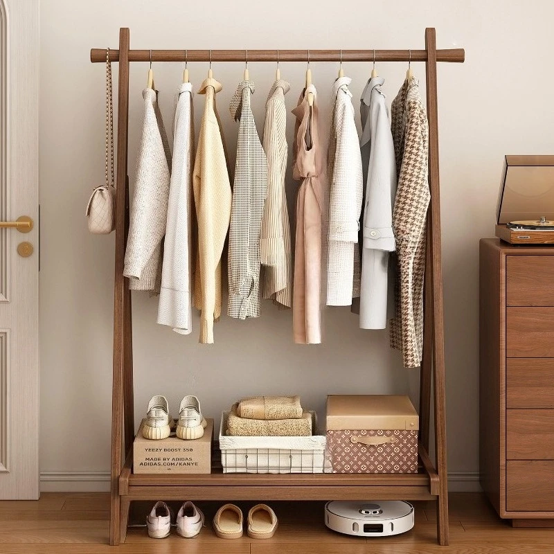 Appendiabiti multifunzionale in legno massello dal pavimento al soffitto per camera da letto, stendibiancheria per uso domestico, portaoggetti per interni