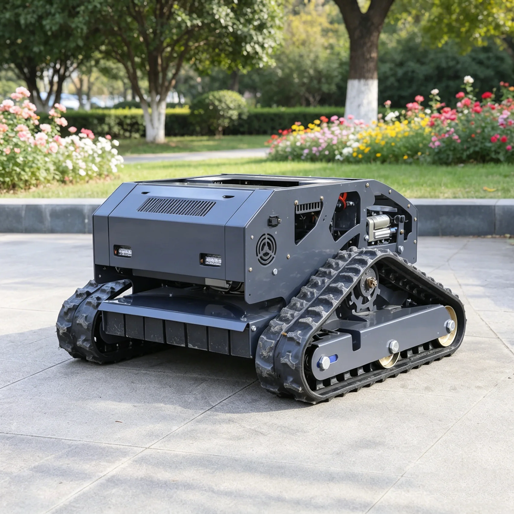 

Customized Chinese small mobile lawn mower mowing robot with tracked wireless remote control, suitable for home and farm use