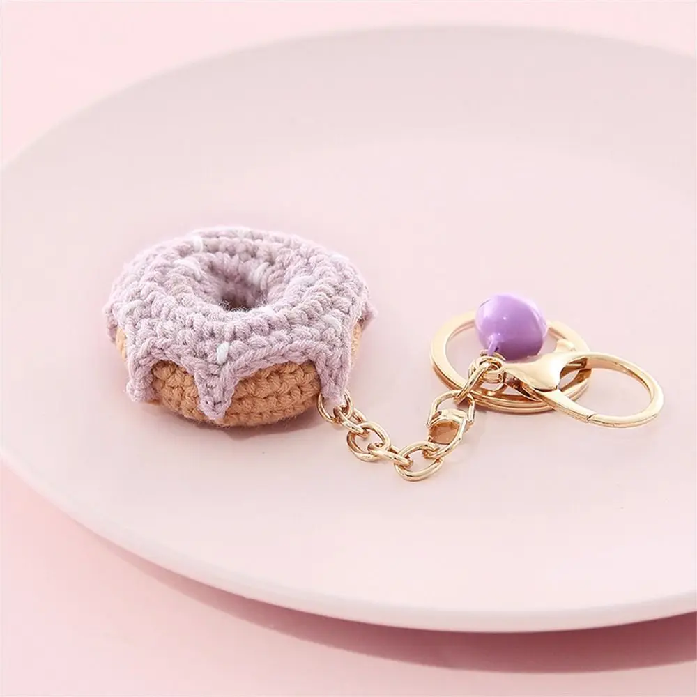 

Lemon Donut Fruit Keychain Strawberry Watermelon Knitting Car Keychain Wool Crocheted Knitted Keyring Car Key Holder