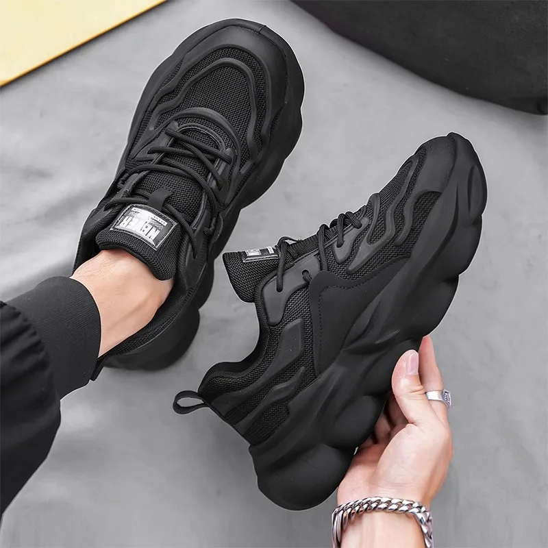 Men Thick Soled Sports Shoes Men Height Increasing Casual Shoe Comfort Wear-resistant Anti Slip Odor Resistant Male Sports Shoes