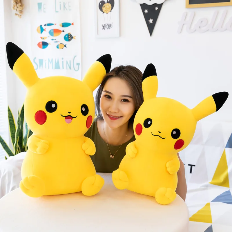 45-75cm Kawaii Pokemon Smile&Laugh Pikachu Plush Toy Stuffed Anime Cotton Soft Doll Stuffed Pillow Cute Gifts for Kid Room Decor