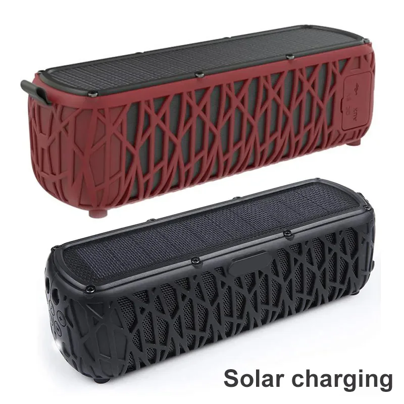 Portable Bluetooth Speaker Solar Powered Outdoor IPX6 Waterproof Shocking Bass 5000mAh Large Battery LED Light HIFI Music Player